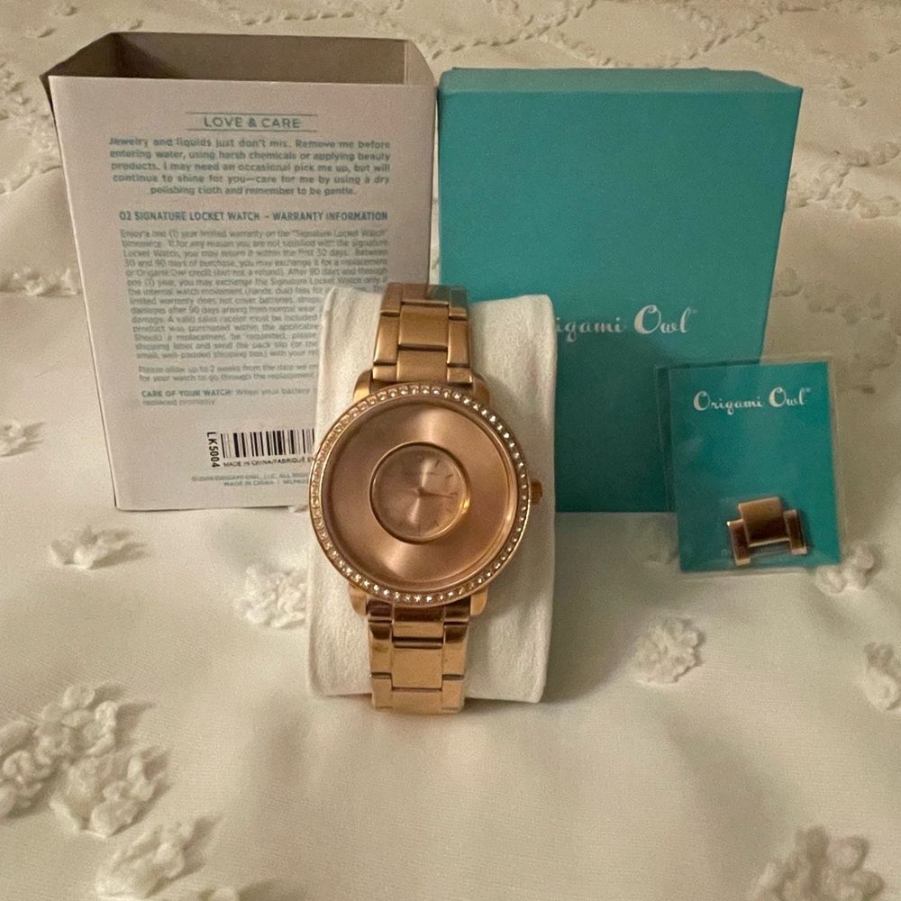 Origami Owl Rose Gold Watch with Crystal Details